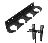 VBESTLIFE Supporto Multi-microfono, Organizer in Ferro ABS con Anelli Antiscivolo per Microfoni Cablati e Wireless, 4 Posti per Supporto da Tavolo o Montaggio a parete.