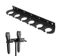 VBESTLIFE Supporto Multimicrofono, Organizer a 6 Slot con Coperture Protettive Antiscivolo per Montaggio a Parete e su Supporto, per Microfoni Wireless Cablati