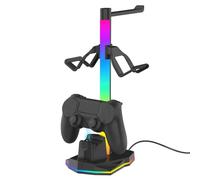 VBESTLIFE Supporto per Cuffie da Gioco Accessori per PC, Supporto per Controller RGB con 2 USB 2.0 e USB C, per Cuffie a 4 modalità per Tutti gli Accessori per Auricolari