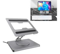 VBESTLIFE Supporto per Docking Station per Laptop, Supporto per Laptop 2 in 1 in Lega di Alluminio con Hub USB C 10 in 1, Ricarica Rapida PD da 100 W, Pieghevole Regolabile con Rotazione