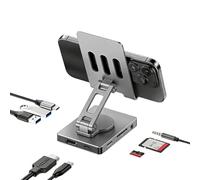 VBESTLIFE Supporto per Docking Station per Tablet 8 in 1, Hub Girevole di Tipo C con Slot per Scheda di memoria/HDMI 4K 60 Hz/Ricarica Rapida PD 100 W, per Steam Deck, per ROG Ally