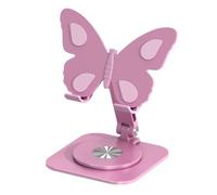 VBESTLIFE Supporto per Telefono in Metallo, Supporto da Tavolo Pieghevole a Forma di Farfalla con Cuscinetti in Silicone con Rotazione a 360°, per Smartphone e Tablet (1PC)