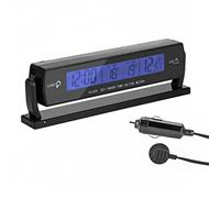 VBESTLIFE Sveglia di Tensione Automatica per Auto Digitale Multifunzione con Termometro per Temperatura Interna/Esterna Display LCD Rilevatore di Voltaggio Batteria Rilevatore Misuratore