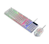 VBESTLIFE Tastiera Cablata e Combinazione Mouse, Full Size, retrò Punk, Tastiera a Prova di Splash, Retroilluminazione, Mouse Ottico 1600dpi, per Computer Portatile PC (Set punk bianco D500)