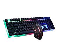 VBESTLIFE Tastiera da Gioco a LED e Combo Mouse, Tastiera Retroilluminata Cablata USB con Luce Colorata e Mouse Ergonomico, per Giochi per Computer Portatili PC (BLACK)