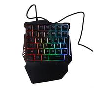 VBESTLIFE Tastiera da Gioco con una Sola Mano, Tastiera da Gioco Ergonomica Cablata USB a 35 Tasti Retroilluminata RGB con Poggiapolsi, per Giocatori PC