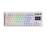 VBESTLIFE Tastiera da Gioco Meccanica Cablata a 78 Tasti con 6 Tasti Macro Programmabili LCD, Retroilluminazione RGB, Design Compatto Tenkeyless per Creatori di Contenuti (WHITE)