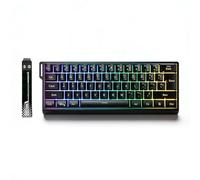 VBESTLIFE Tastiera da Gioco Meccanica Portatile Al 60%, Tastiera da Ufficio Compatta a 61 Tasti 2.4G/Bluetooth/USB Tri Mode con Retroilluminazione RGB, per PC Desktop Portatile (BLACK)