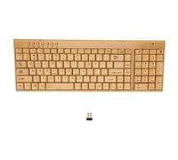 VBESTLIFE Tastiera e mouse senza fili, tastiera per computer wireless ergonomica in legno 2.4G, plug and play (laviere)
