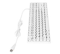 VBESTLIFE Tastiera per Computer 87 Tasti Tastiera da Gioco Porta USB Copritasti Rotondi Dormitorio in Stile Punk retrò (WHITE)