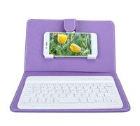 VBESTLIFE Tastiera, tastiera wireless universale da 7 pollici per Bluetooth 3.0 con custodia in pelle PU per telefoni con schermo da 4,5-6,8 pollici per Android per (Viola)