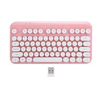 VBESTLIFE Tastiera wireless punk, 2.4G, 75 tasti, ergonomica, tastiera, accessori per computer, per casa, ufficio commerciale(rosa)