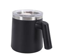 VBESTLIFE Tazza da caffè con Manico, Bicchieri da Viaggio Isolati in Acciaio Inossidabile con Coperchio, Tazza da Campeggio Sottovuoto a Doppia Parete per Bevande Calde e Fredde, tè (BLACK)