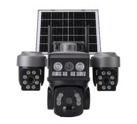 VBESTLIFE Telecamera di Sicurezza Solare 4G, Telecamera PTZ Wireless per Esterni a Triplo Obiettivo con Rilevamento del Movimento PIR e Tracciamento Automatico, Vista 1080P a 360° per la