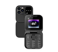 VBESTLIFE Telefono a Conchiglia 4G LTE, Telefono per Anziani Sbloccato con Doppia SIM, Doppio Standby, Bluetooth 5.0, MP3, Schermo da 1,77 Pollici (BLACK)
