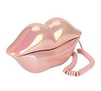 VBESTLIFE Telefono con Filo, WX-3016 Telefono a Forma di Labbra a Bocca Telefono Desktop Fisso con Suono Chiaro con Funzione di memorizzazione dei Numeri per casa, Ufficio(Rosa colorato)
