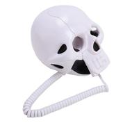 VBESTLIFE Telefono Fisso a Forma di Cranio, Telefono con Cordone Audio Trasparente per la Casa Decorazioni di Halloween Interno (White)