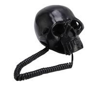 VBESTLIFE Telefono Fisso a Forma di Cranio, Telefono con Cordone Audio Trasparente per la Casa Decorazioni di Halloween Interno (Black)