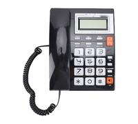 VBESTLIFE Telefono Fisso con Filo, Schermo a 16 Cifre, ID Chiamante, Visualizzazione Data e Ora, Pulsanti Grandi, Vivavoce, Funzione di Ricomposizione, per Home Office Hotel (BLACK)