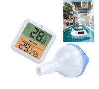 VBESTLIFE Termometro Digitale Solare per Piscina, Termometro per Acqua Wireless Galleggiante con Luce RGB e Display Chiaro, per il Monitoraggio 'Umidità della Temperatura della Piscina, (BLUE)
