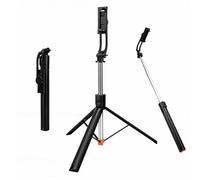 VBESTLIFE Treppiede per Selfie Stick per Telefono Cellulare, Supporto per Treppiede Portatile Allungabile da 66,9 Pollici con Telecomando Wireless Rimovibile, per Viaggi All'aperto e Uso