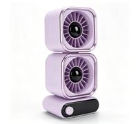 VBESTLIFE Ventilatore da Scrivania a Doppia Testa, 100 Livelli di velocità Rotazione a 360° Batteria Ricaricabile Tramite USB 4000mAh Display LED Silenzioso 35dB, per Casa Camera da Letto