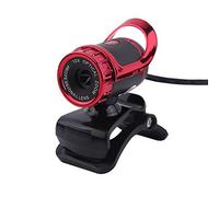 VBESTLIFE Webcam PC, USB 2.0 12 M Pixel Clip-on Webcam Web Camera HD 360 ° Microfono Incorporato con Supporto Rotante per PC Portatile(Rosso)