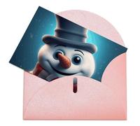 VBFKL Biglietto di compleanno con buste, biglietti di auguri vuoti, biglietti per tutte le occasioni, biglietti di auguri per pensare a te, biglietti di simpatia, un pupazzo di neve che indossa un