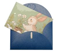 VBFKL Biglietto di compleanno con buste, biglietti di auguri vuoti, biglietti per tutte le occasioni, biglietti di auguri per pensare a te, biglietti di condoglianze, coniglio in giardino, biglietto