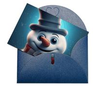 VBFKL Biglietto di compleanno con buste, biglietti di auguri vuoti, biglietti per tutte le occasioni, biglietti di auguri per pensare a te, biglietti di simpatia, un pupazzo di neve che indossa un