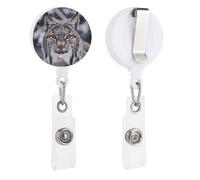 VBFKL Bobine di badge retrattili con clip a coccodrillo girevole porta badge retrattile clip bobina badge infermiera clip bobina Lynx in the Snow ID badge clip portachiavi per medici in ufficio