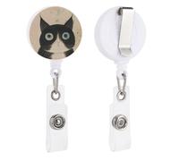 VBFKL Bobine di badge retrattili con clip a coccodrillo girevole porta badge retrattile clip bobina badge infermiera clip bobina clip nero e bianco gatto ID badge clip portachiavi per medici in