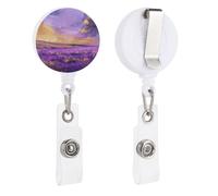 VBFKL Bobine di badge retrattili con clip a coccodrillo girevole porta badge retrattile clip bobina clip per infermiera badge clip bellissimo campo di fiori ID badge clip portachiavi per medici in
