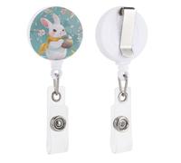 VBFKL Bobine di badge retrattili con clip a coccodrillo girevole porta badge retrattile clip bobina clip infermiera badge clip coniglio holding barattolo ID badge clip portachiavi per medici in