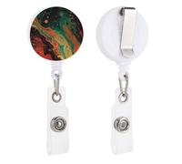 VBFKL Bobine di badge retrattili con clip a coccodrillo girevole porta badge retrattile clip bobina badge infermiera clip rosso vorticoso liquido ID badge clip portachiavi per medici in ufficio