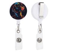 VBFKL Bobine di badge retrattili con clip a coccodrillo girevole porta badge retrattile clip bobina clip infermiera badge clip nero personaggio arte badge clip portachiavi per medici in ufficio