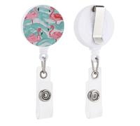 VBFKL Bobine di badge retrattili con clip a coccodrillo girevole porta badge retrattile clip per infermiera bobina clip diversi fenicotteri pesca ID badge clip portachiavi per medici in ufficio