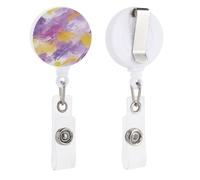 VBFKL Bobine di badge retrattili con clip a coccodrillo girevole porta badge retrattile clip per infermiera bobina clip viola disegnato a mano ID badge clip portachiavi per medici in ufficio