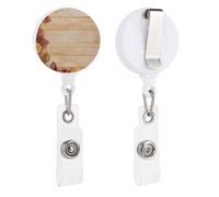 VBFKL Bobine per badge retrattili con clip a coccodrillo girevole porta badge retrattile clip per infermiera badge bobina clip telaio in legno chiaro ID badge clip portachiavi per medici in ufficio