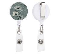 VBFKL Bobine per badge retrattili con clip a coccodrillo girevole porta badge retrattile clip per infermiera badge bobina clip fiori disegnati a mano ID badge clip portachiavi per medici in ufficio