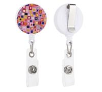 VBFKL Bobine per badge retrattili con clip a coccodrillo girevole porta badge retrattile clip per infermiera badge bobina clip colorato modello quadrato ID badge clip portachiavi per medici in ufficio
