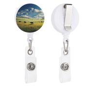 VBFKL Bobine per badge retrattili con clip a coccodrillo girevole porta badge retrattile clip per infermiera badge bobina clip mucche al pascolo ID badge clip portachiavi per medici in ufficio