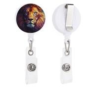 VBFKL Bobine per badge retrattili con clip a coccodrillo girevole porta badge retrattile clip per infermiera badge bobina clip colorato leone pittura ID badge clip portachiavi per medici in ufficio