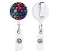VBFKL Bobine per badge retrattili con clip a coccodrillo girevole porta badge retrattile clip per infermiera badge bobina clip colorate palline di lana ID badge clip portachiavi per medici in ufficio