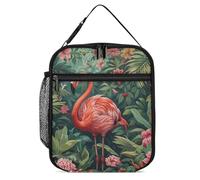 VBFKL Borsa termica per il pranzo per donne e uomini, riutilizzabile, borsa per il pranzo con fiori intorno ai fenicotteri contenitore per il pranzo per ufficio, 27,5 x 20 cm, B26H54BJKGH