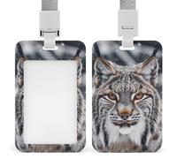 VBFKL Porta badge identificativo con cordino ID Card Name Tag Lynx in The Snow Porta badge Tattico ID Holder Vertical ID Card Protector per ufficio Lavoro Key Card Patenti di guida Passes