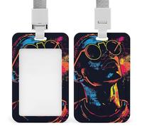 VBFKL Porta badge identificativo con cordino ID Card Name Tag Nero Carattere Art Badge Holder Tactical ID Card Protector verticale per ufficio Lavoro Key Card Patenti di guida Passes