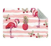 VBFOFBV Zerbino, Zerbino per interni all'aperto, Tappeto antiscivolo per tappetino resistente, Zerbino anteriore per ingresso, Patio,Flamingo Pink Striped ananas farfalla estate tropicale