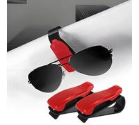 VBGURR 2 portaocchiali per Auto alla Moda, Supporto per Occhiali da Sole, Multifunzione, per Auto, Universale, per Uomini e Donne (Rosso)
