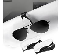 VBGURR 2 portaocchiali per Auto alla Moda, Supporto per Occhiali da Sole, Multifunzione, per Auto, Universale, per Uomini e Donne (Bianco)